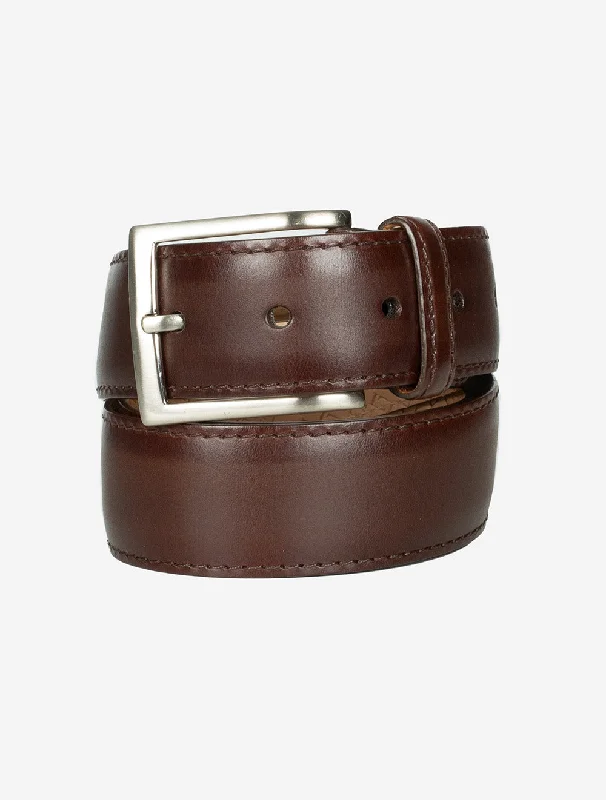 Rustic tan suede buckle-Leather Nickel Buckle 208 Dark Brown