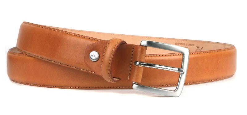 Elegant patent red belt-Leather Belt Light Tan