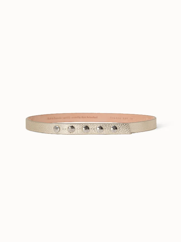 Slim suede floral belt-Logo Press Studs Fine Leather Belt