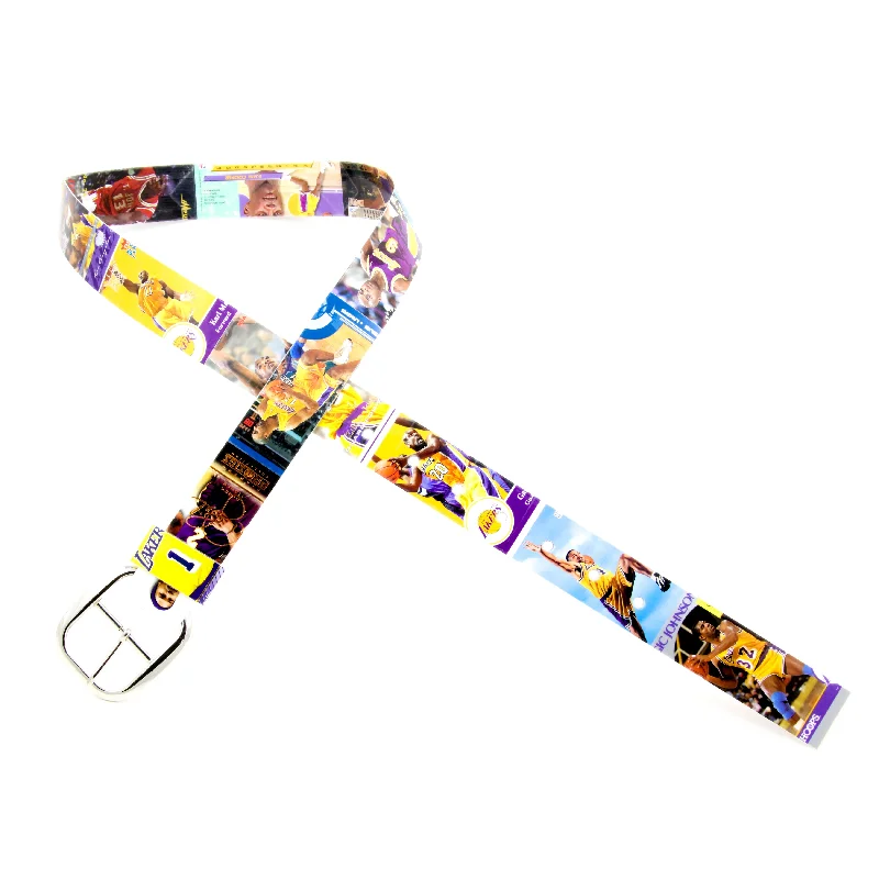 Elegant navy leather belt-Los Angeles Lakers Basketball Card Belt #6