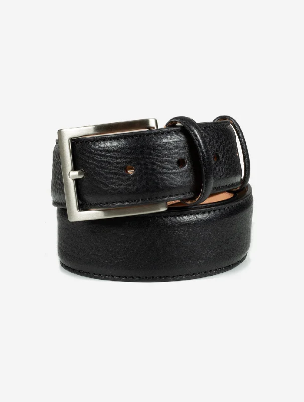 Vintage denim military belt-Casual Belt With Contrast St Black