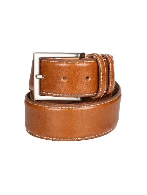 Minimalist white fabric belt-Leather Belt Tan