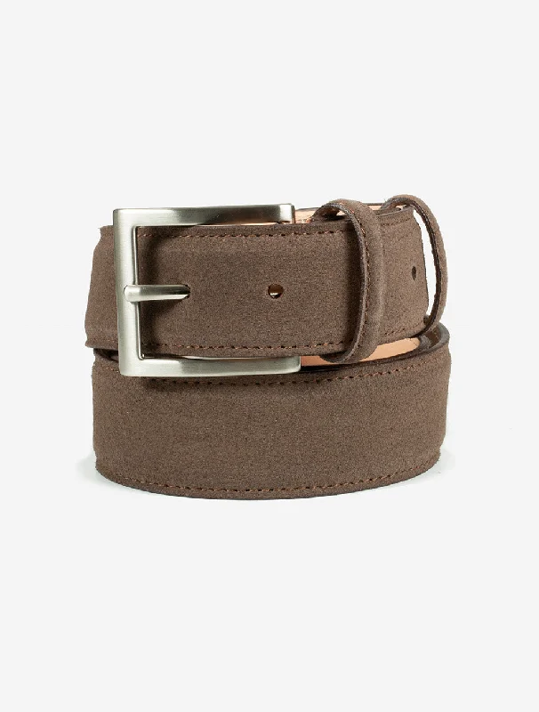 Contemporary elastic utility belt-Suede Belt Chestnut