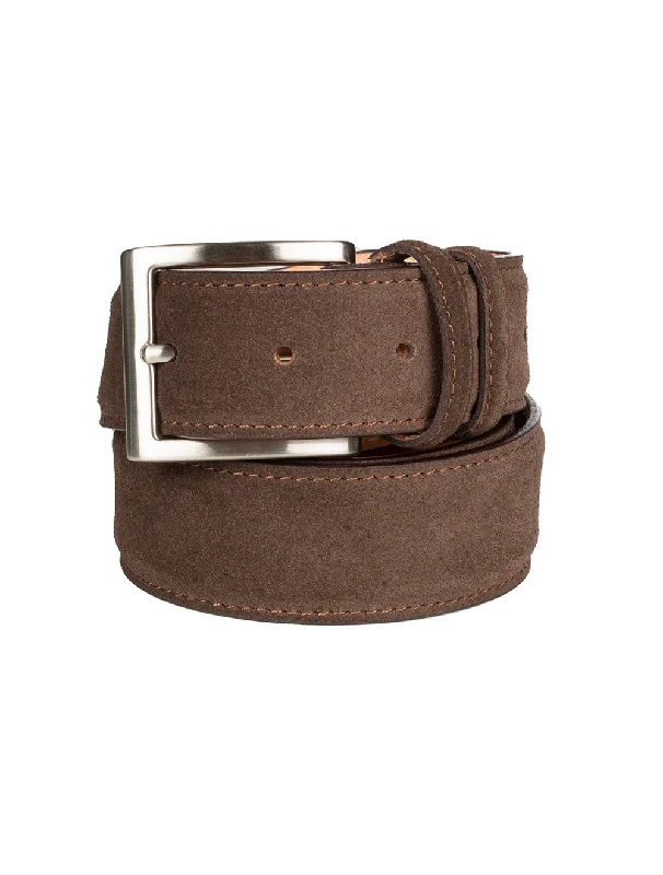 Elegant black patent belt-Suede Belt Chestnut