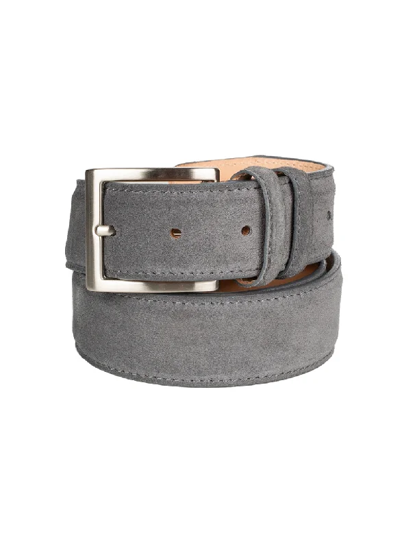 Contemporary stretch leather belt-Suede Belt Grey