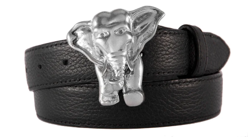 Modern black leather buckle-Lucky Elephant Belt