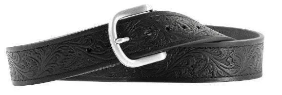 Minimalist white fabric buckle-MF Western Ariat Holden Tooled Belt Style A10008931