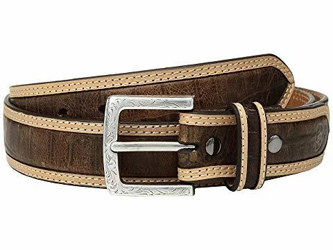 Rustic brown leather buckle-MF Western Ariat Faux Crocodile Belt Style A1031802