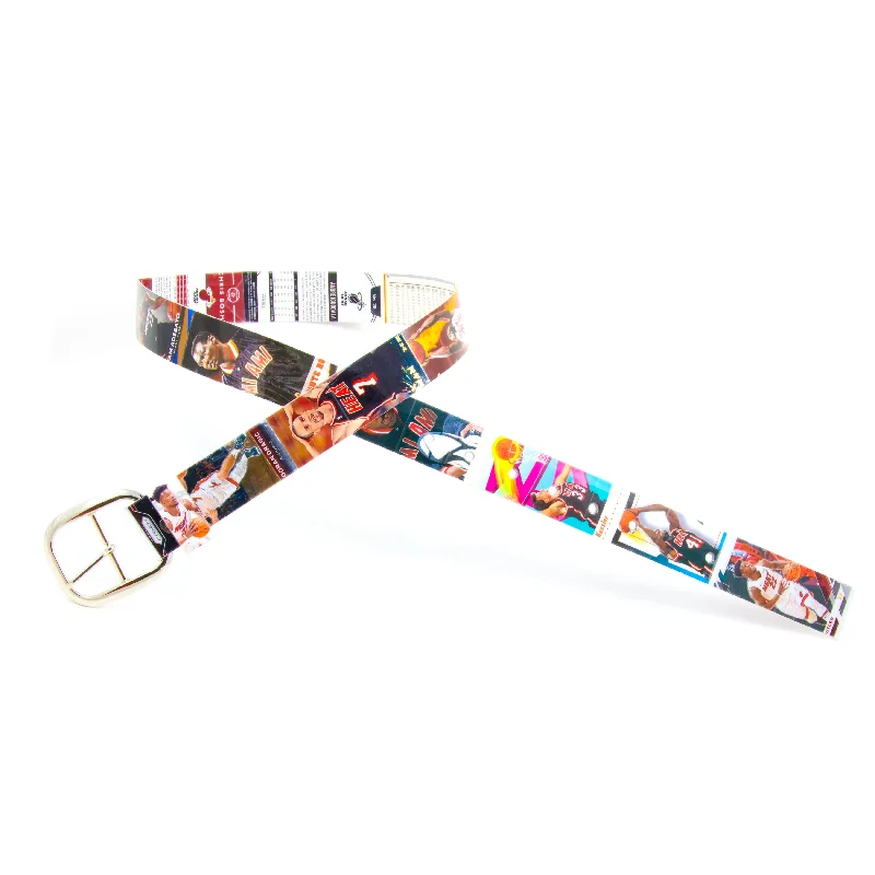 Elegant black patent buckle-Miami Heat Basketball Card Belt