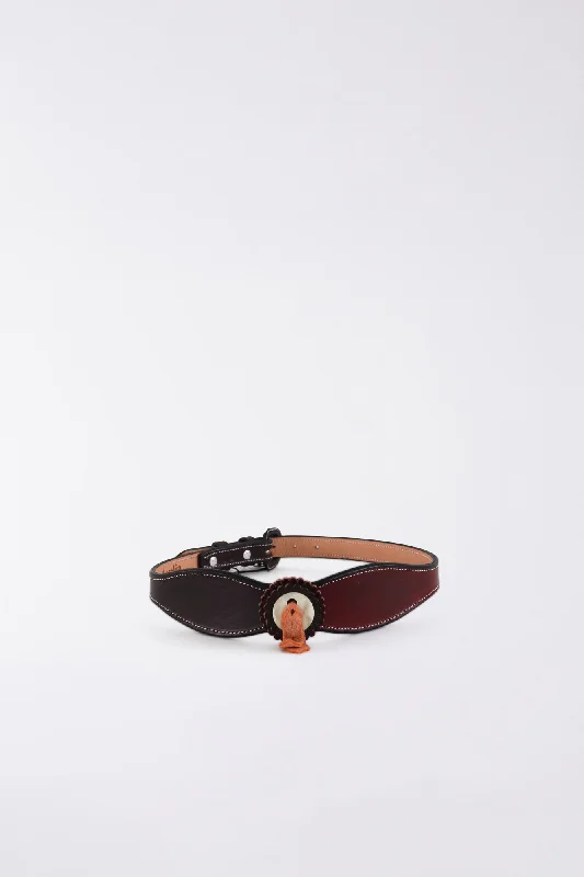 Elegant black leather belt-MIXED CORRELLON BELT BROWN AND BURGUNDY