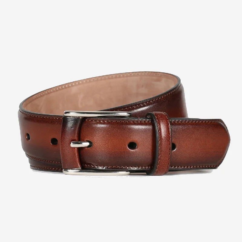 Minimalist gray leather belt-Montefiore Tan