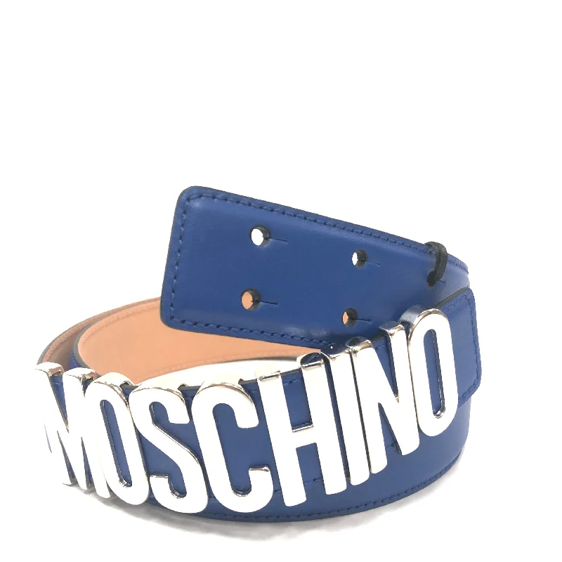 Rustic brown suede belt-Moschino Couture Calf Logo Belt (Blue)