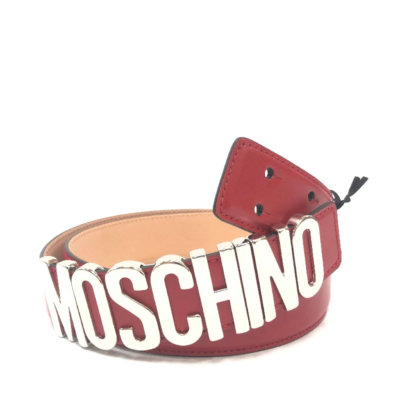 Unique vintage gold belt-Moschino Couture Calf Logo Belt (Red)