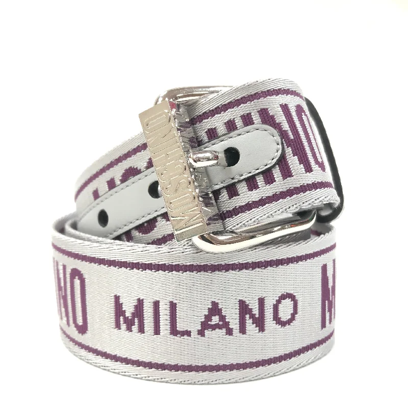 Slim braided cotton belt-Jacquard Logo Belt (Grey/Purple)