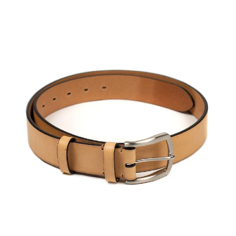 Handcrafted tan leather belt-Natural color calf Olimpo casual belt