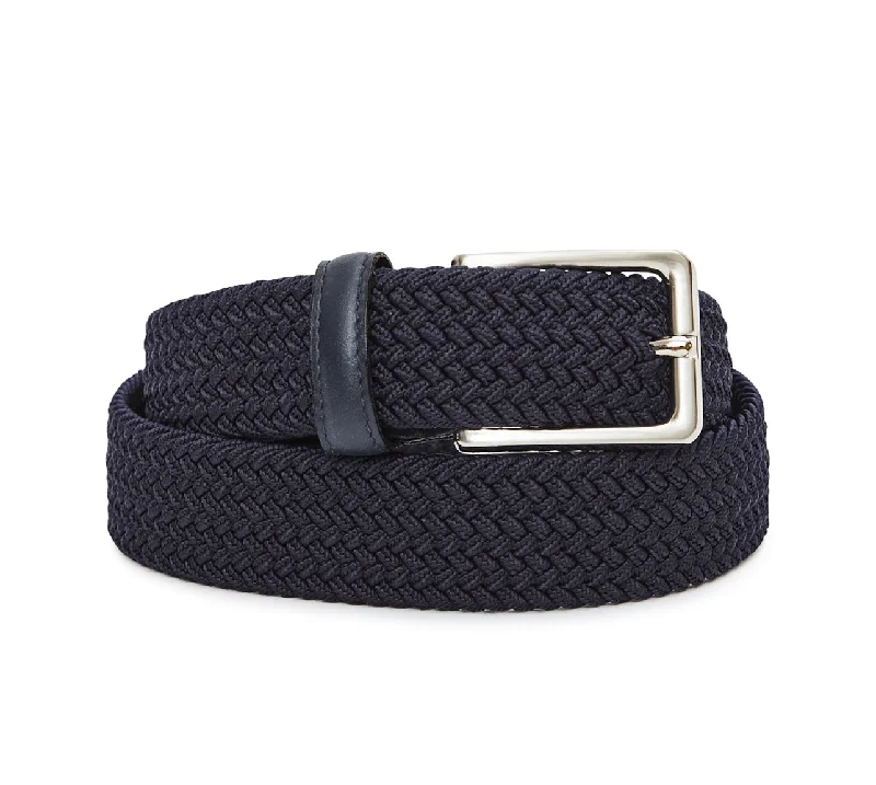 Elegant red fabric buckle-Navy Fine Webbing Belt