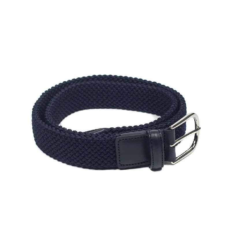 Contemporary nylon cargo belt-Navy Intreccio "tubo" tubular elastic woven belt