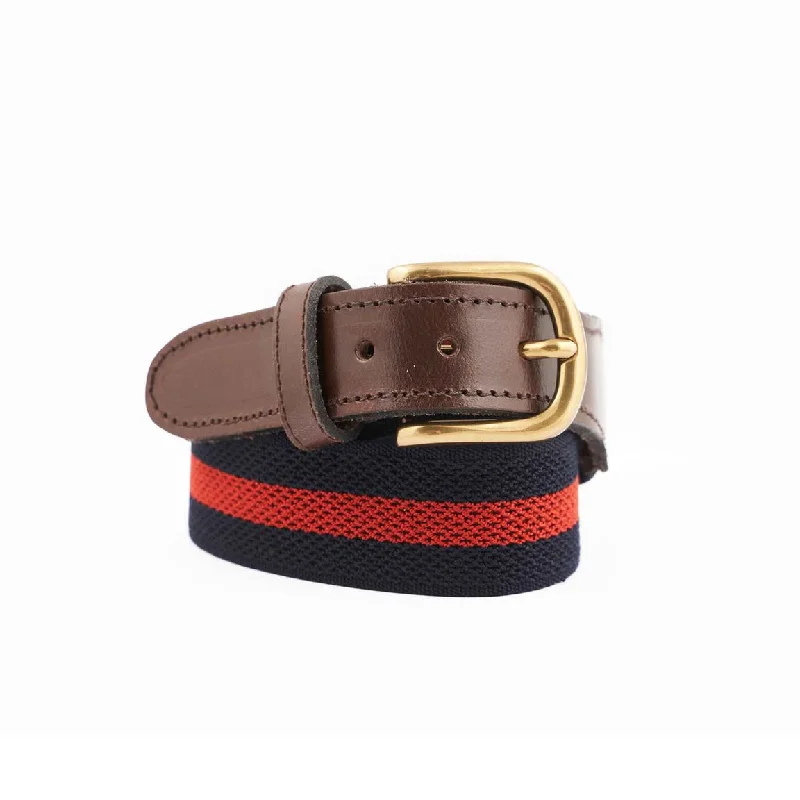 Handcrafted corduroy striped belt-Navy & Red Stripe Canvas Webbing Belt