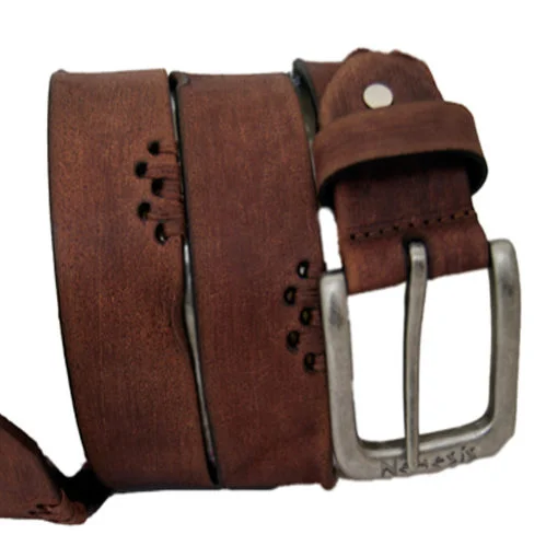 Handcrafted tan leather belt-Distressed Brown Leather Belt