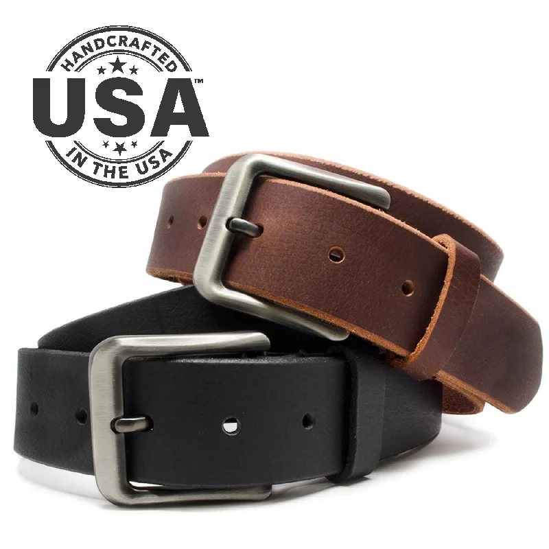 Elegant black fabric belt-Appalachian Mountains Leather Belt Set by Nickel Smart®