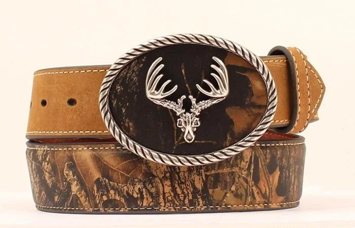 Rustic tan nylon belt-MF Western Nocona Belt Outdoor Mossy Oak Aged Bark Style N24380-222