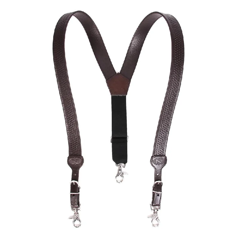 Rustic brown fabric buckle-MF Western Nocona Suspenders Brown Style N85124-02