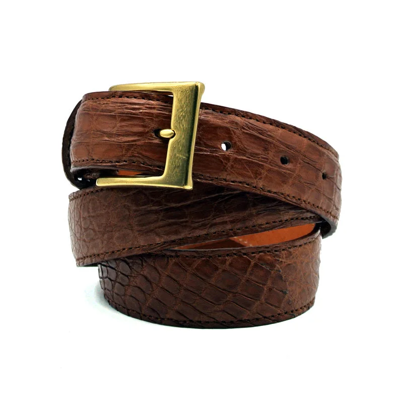 Elegant black suede buckle-O-0140CG Crocodile Belt Cognac