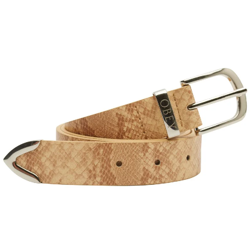 Modern black patent belt-Obey Snake Dress Belt - Tan