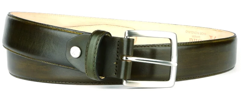 Handmade leather fringe belt-Leather Belt Olive Green