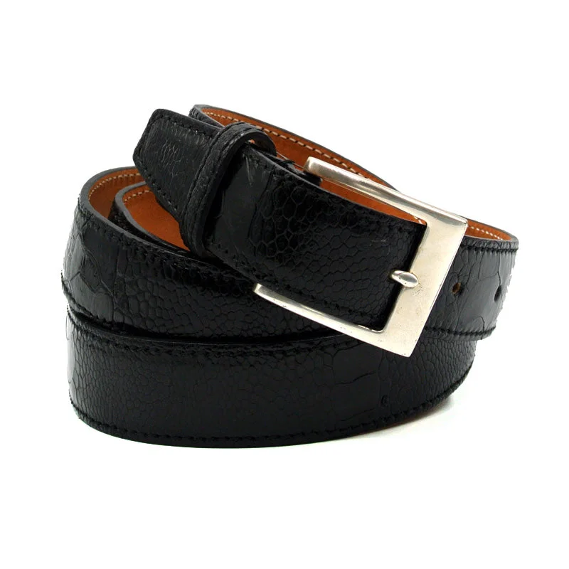 Handmade suede floral belt-0170BL OSTRICH LEG Belt Black