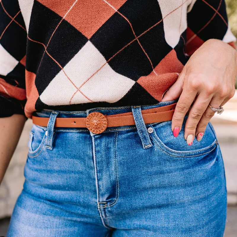 Rustic brown canvas belt-Over You Metal V Buckle Leather Belt