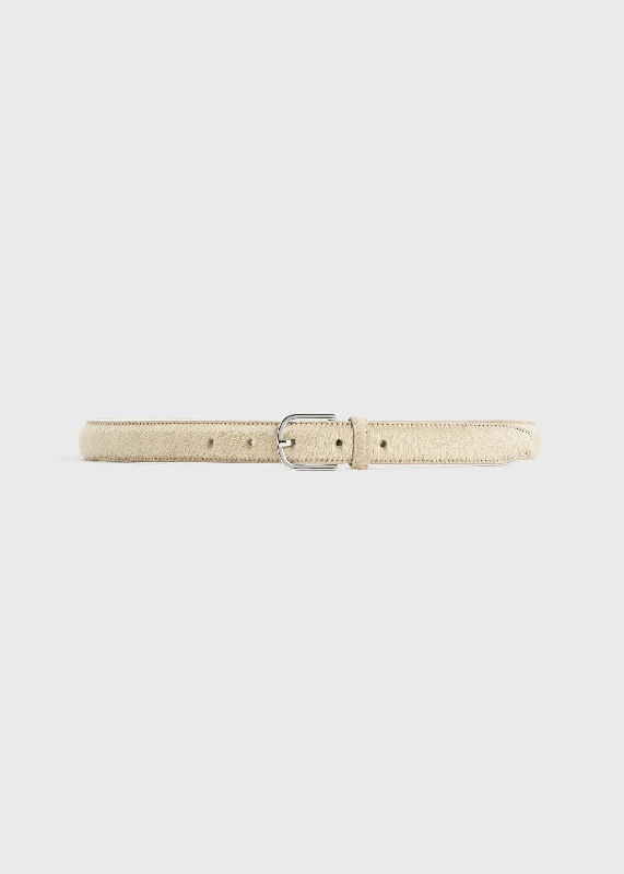 Rustic tan suede belt-Pony hair belt sand