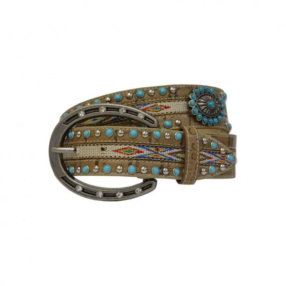 Vintage denim floral belt-Pure Western Womens Aztec Belt