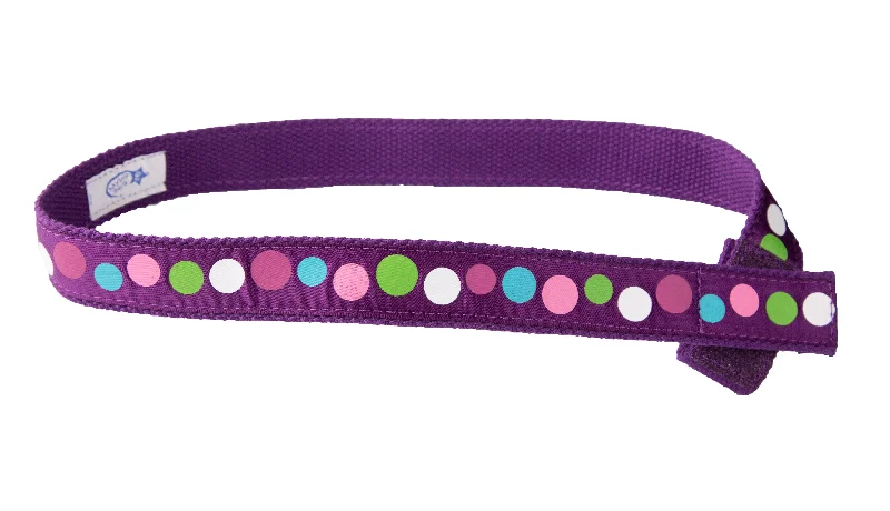 Wide suede boho belt-MYSELF BELTS - Purple Polka Dot Print Easy Velcro Belt For Toddlers/Kids