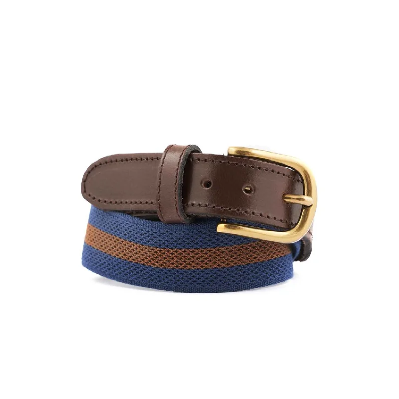 Contemporary elastic canvas buckle-RAF Blue & Caramel Canvas Webbing Belt