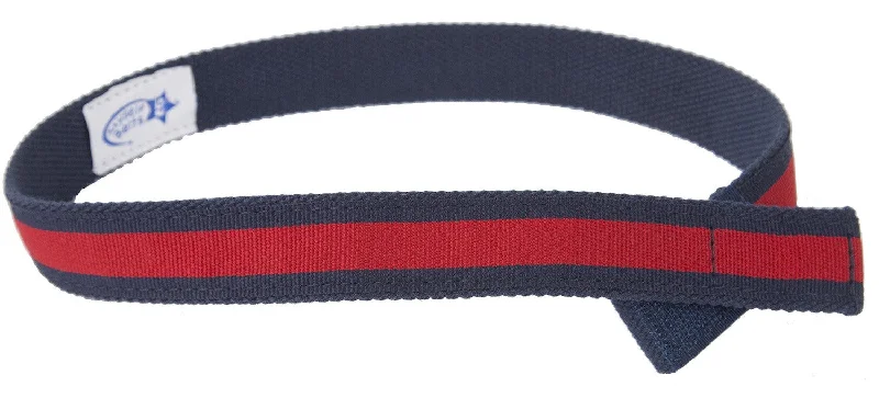 Contemporary woven nylon belt-MYSELF BELTS - Red Stripe Print Easy Velcro Belt For Toddlers/Kids