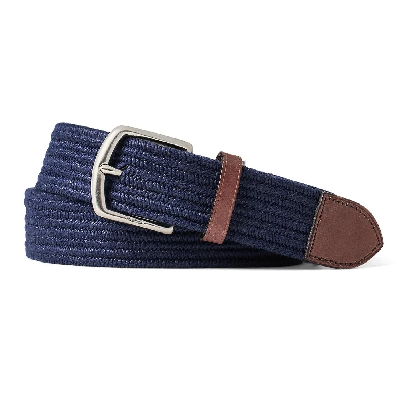 Slim suede embossed belt-RLX Braided Stretch Belt Newport Navy - AW24