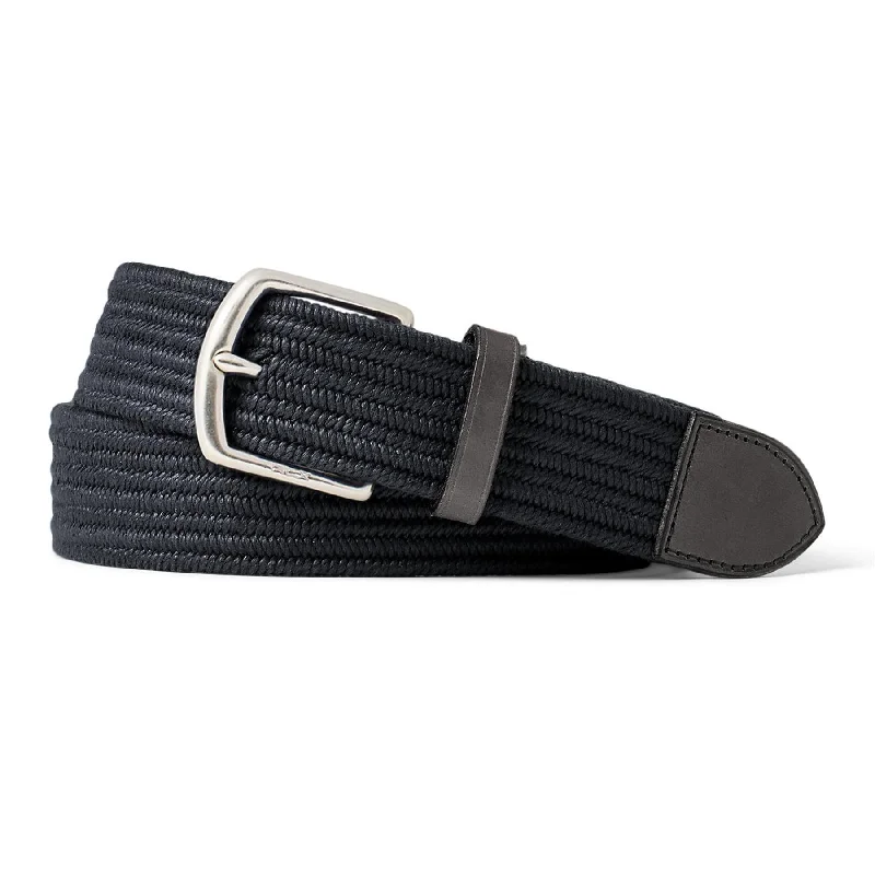 Vintage denim utility belt-RLX Braided Stretch Belt Polo Black - AW24