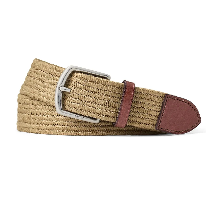 Contemporary elastic leather belt-RLX Braided Stretch Belt Timber Brown - AW24