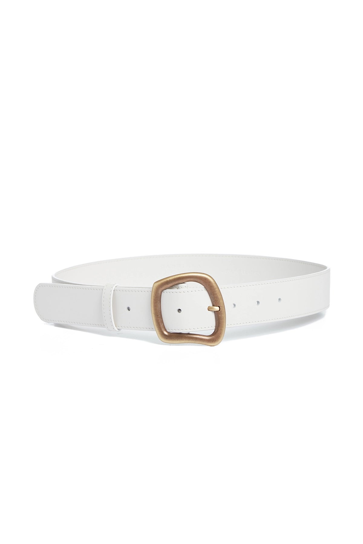 Unique brass tactical buckle-Simone Belt in Ivory Leather