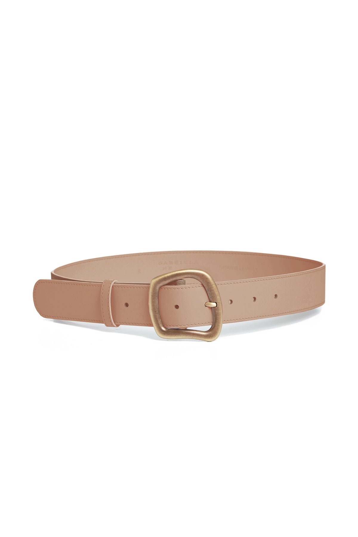 Modern gold fabric buckle-Simone Belt in Nude Leather