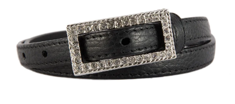 Modern matte silver buckle-Skinny Crystal Belt