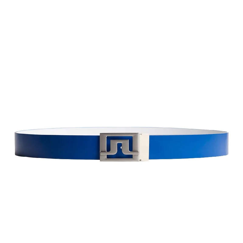 Minimalist white fabric belt-Slater Leather Belt Estate Blue - SU24