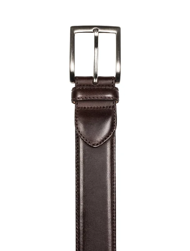 Contemporary stretch canvas belt-Smooth Leather Belt Brown