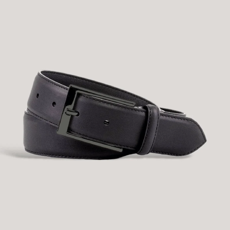 Modern silver buckle belt-SOPHOS - Black Vegan Belt - Graphite