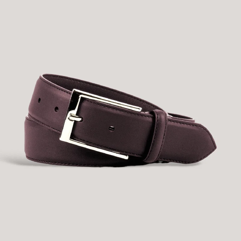 Modern steel buckle belt-SOPHOS - Burgundy Vegan Belt - Silver