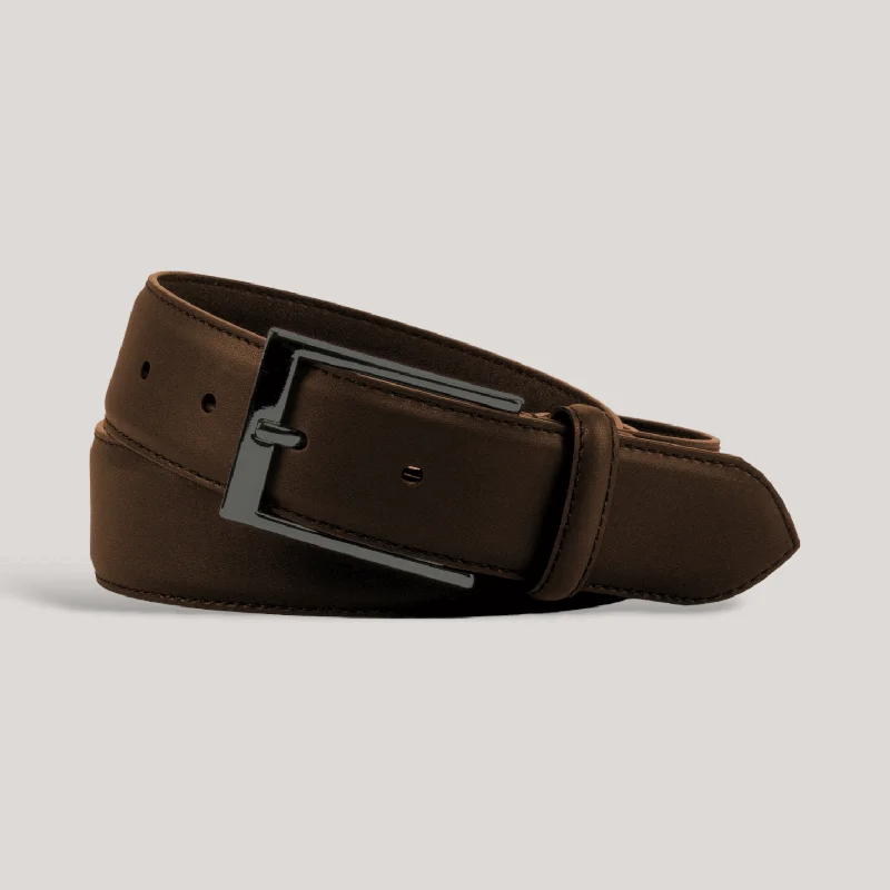 Rustic brown suede belt-SOPHOS - Dark Brown Vegan Belt - Graphite