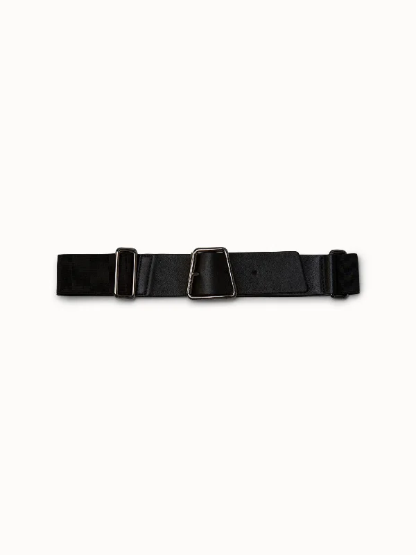 Contemporary woven nylon belt-Leather and Elastic Belt with Trapezoid Buckle