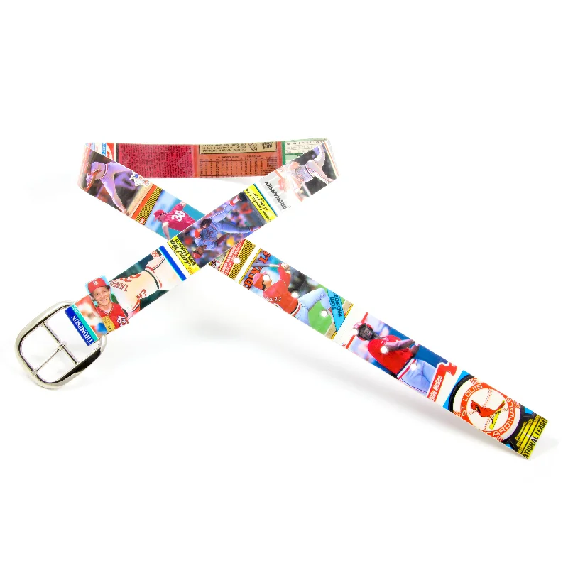 Contemporary elastic snakeskin belt-St. Louis Cardinals Junk Wax Baseball Card Belt