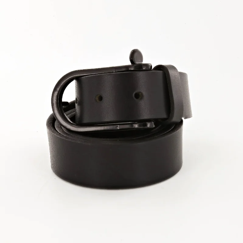 Contemporary elastic plaid belt-Standard Black Leather Belt with Shackle